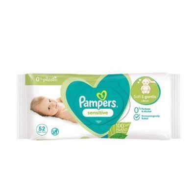 Utierky PAMPERS SENSITIVE 52 ks (0% plast)
