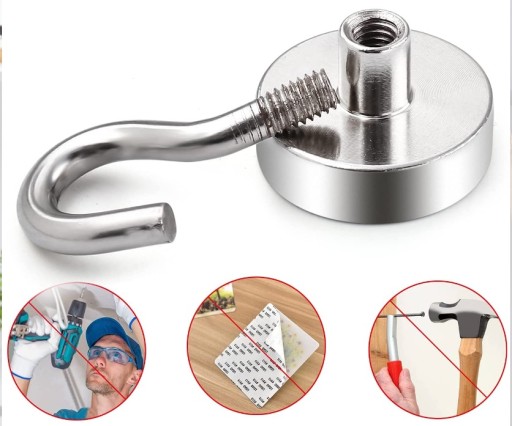 NEODYMIOVÝ MAGNET S HÁČKOVÝM HÁKOM VEŠIAK 2 KG