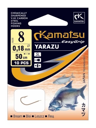 HÁČIKY Č. 8 HOTOVÉ VIAZANÉ NÁSTAVCE YARAZU BREAM 50cm ZLATÉ KAMATSU
