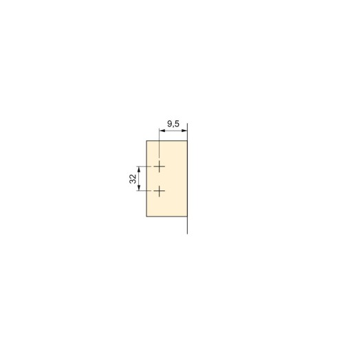 Krátky nábytkový pánt Emuca 15 x 10 mm + vodítko 2 kusy
