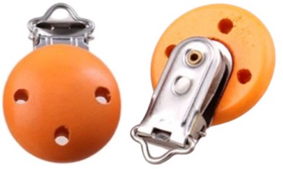 Drevená spona na cumlík ORANŽOVÁ 30mm