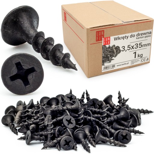 Skrutky do sadrokartónu 25mm 3,5x35 do dreva, sadrokartónu, fosfátovaného FOSFAT, 1kg
