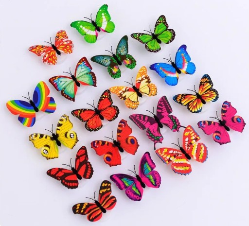 Samolepiace LED LAMPY BUTTERFLY 3D FAREBNÉ motýle 02-10