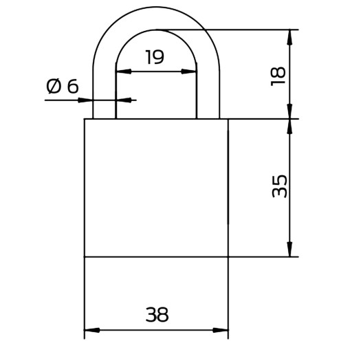 Visiaci zámok okov 40mm, liatina, zlatá LOB KSVZ-40