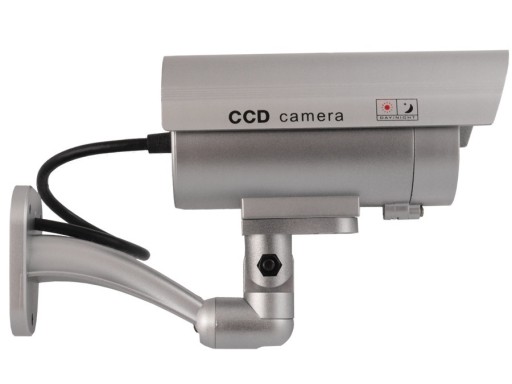 UMMY CCTV MONITOROVACIA KAMERA VONKAJŠIA NÁSTENNÁ KAMERA STRIEBORNÁ LED