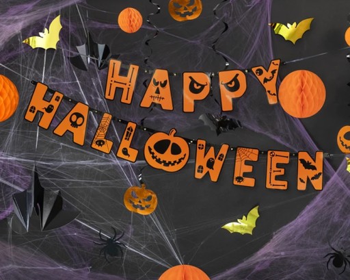 LED BALÓNY NA HALLOWEEN V TVAROVOM TEKVICI OSVETLENIE, ORANŽOVÉ S POTLAČOU
