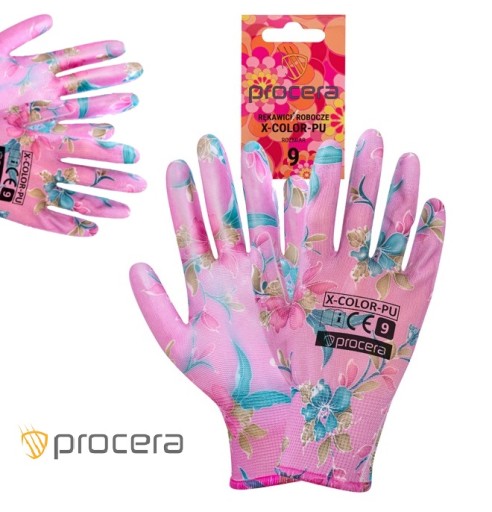 Dámske ochranné záhradné rukavice X-COLOR-PU, veľkosť 9 Procera