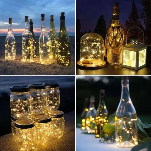 viečko na fľašu LED GARLAND ZÁHRADNÉ LAMPY viečko na fľašu ZLATÉ