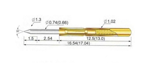 Bezspájková testovacia ihla POGO PIN P75-B1 1,02 mm