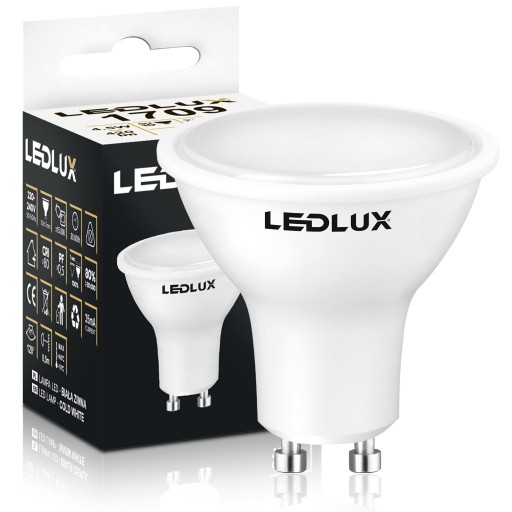 GU10 LED žiarovka 4,5W = 45W SMD 6000K studená Premium LEDLUX nebliká