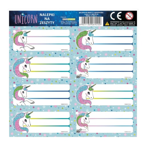 Nálepky na zošit UNICORN, 8 ks