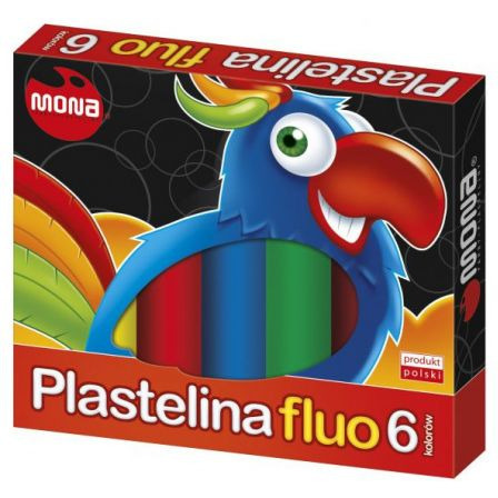 Fluorescenčná školská plastelína 6 farieb MONA