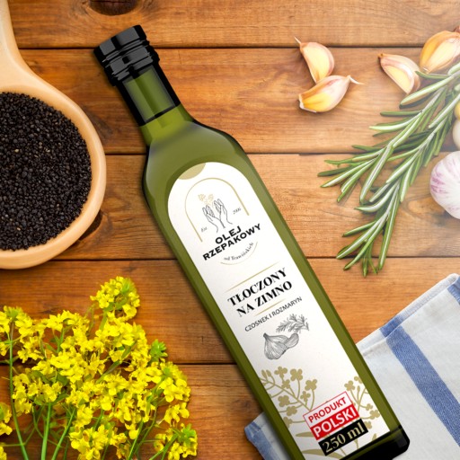 Za studena lisovaný repkový olej 250 ml s cesnakom a rozmarínom