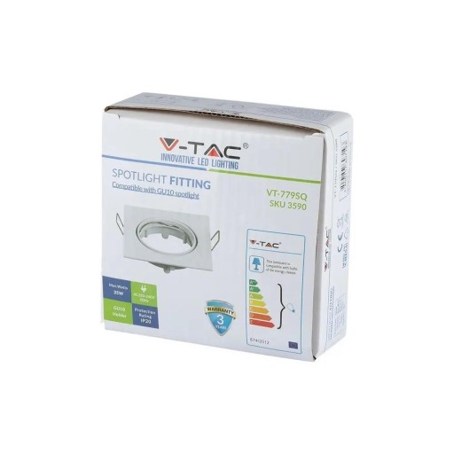 V-TAC GU10 Očko štvorcové pohyblivé biele VT-779-WH-SQ
