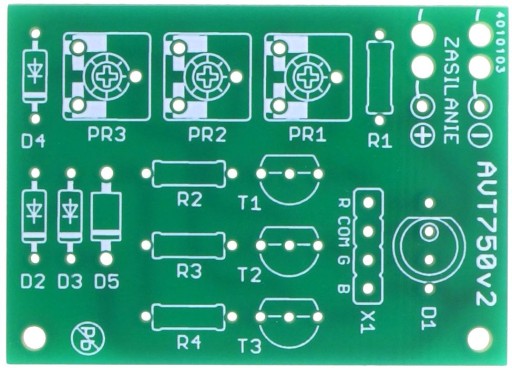 LED akejkoľvek farby, AVT750 PCB