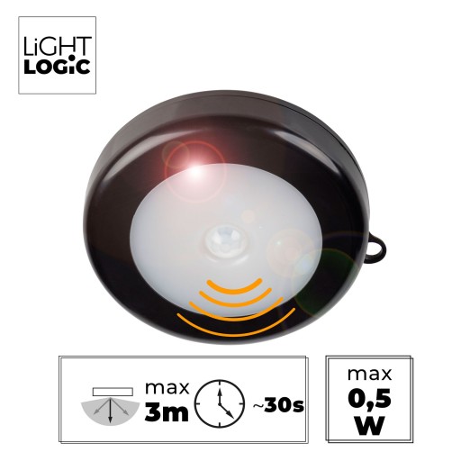 LED podskrinkové svietidlo LL URUM NL, okrúhle, pohybový senzor, magnet, batérie