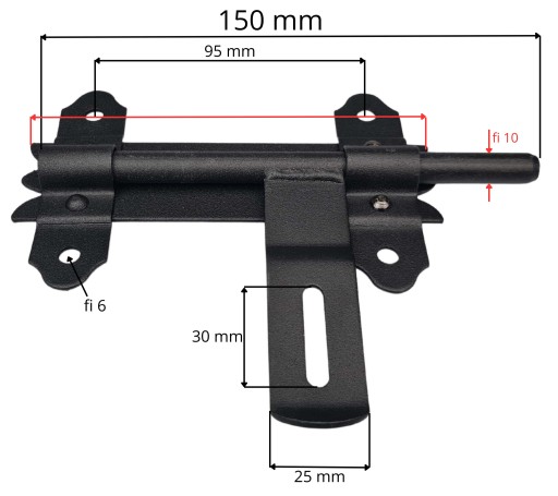 ZÁPADKA GARÁŽOVEJ BRÁNY S VISIACÍM ZÁMKOM, ČIERNA 150 MM