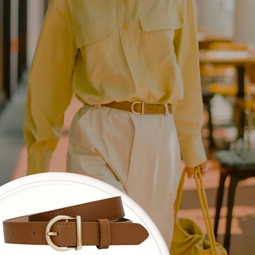 Dámsky kožený nohavicový opasok, zlatá pracka, elegantný, prírodná koža