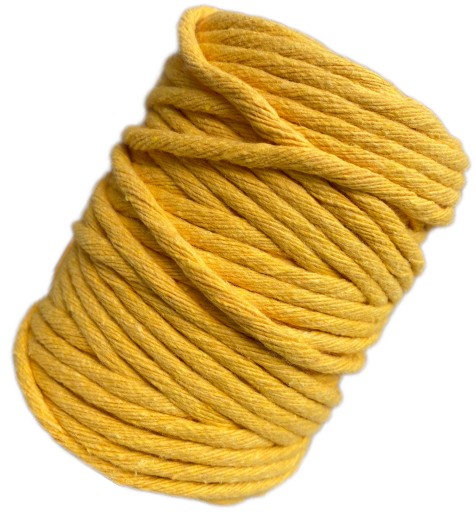 Macrame bavlnená šnúrka 5mm 50m žltá