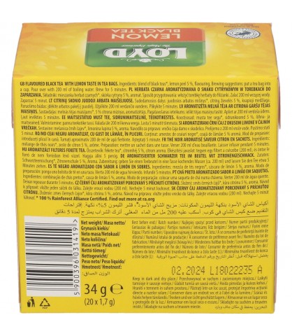 Čierny čaj Lemon 20T LOYD