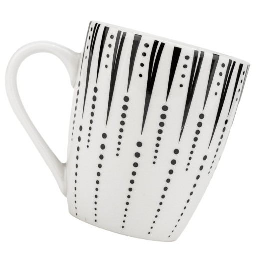 PORCELÁNOVÝ hrnček na pitie kávy, čaju, nápojov, biely, čierny, 370 ml