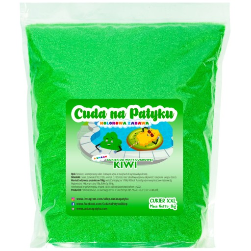 Farebný cukor do stroja na cukrovú vatu s príchuťou KIWI 1KG