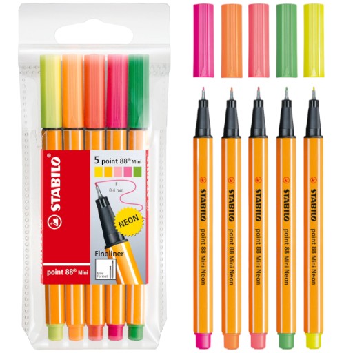 Sada Stabilo jemných vložiek, farebné NEON mini, 5 farieb