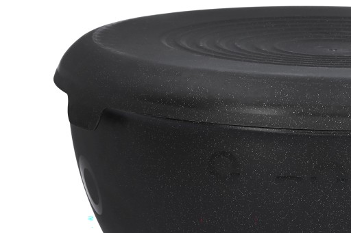 Veľká ČIERNA 3L plastová MISKA na grilovaný šalát s pokrievkou Ø24,5 cm