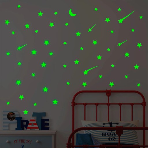 Fluorescenčné nálepky Žiariace hviezdy 108 kusov Dekoratívne