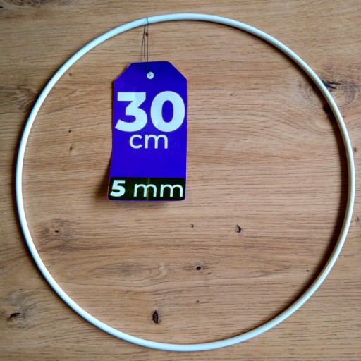 BIELA obruč 30 cm 5 mm SILNÝ kov pre makramé