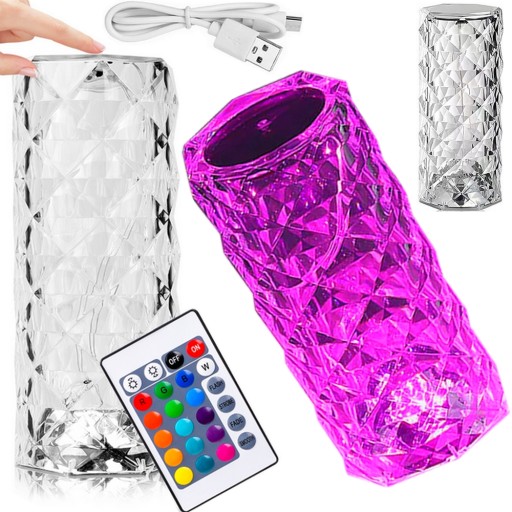 LED DOTYKOVÁ LAMPA, FAREBNÁ RGB KRYŠTÁLOVÁ LAMPA + DIAĽKOVÉ OVLÁDANIE
