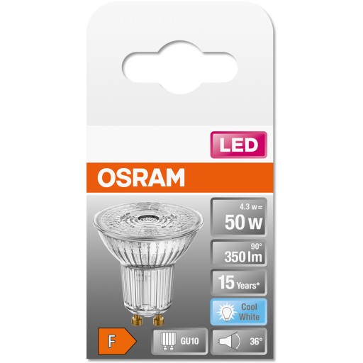 GU10 LED žiarovka 4,3W = 50W 350lm 4000K 36° OSRAM