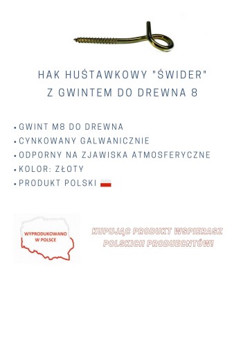 HÁČKOVÝ HÁK SO ZÁVITOM NA DREVO M8, HÝJDAČKA, 8