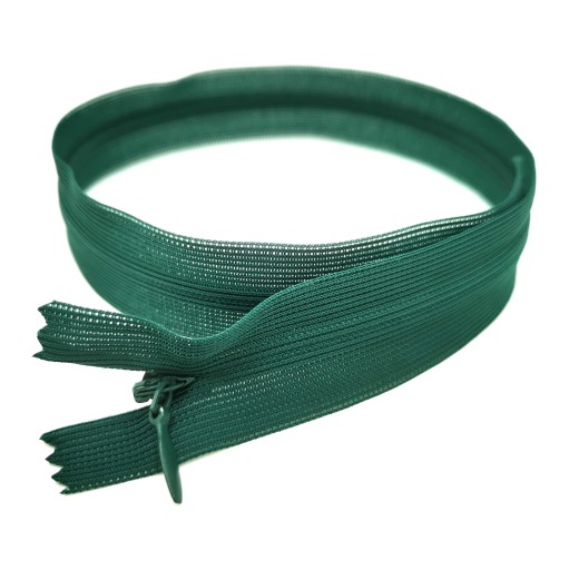 Zips, skrytý jazdec, zelený, 40 cm, autolock, fľaškovozelený