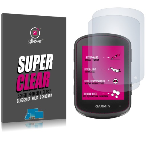 Ochranná fólia GLLASER SuperClear SC pre Garmin EDGE 540 Solar / 2 kusy