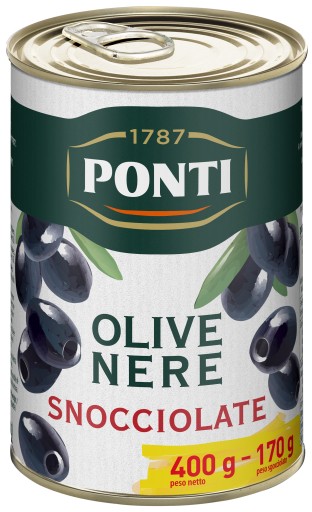 Ponti čierne olivy bez semien 400g/170g