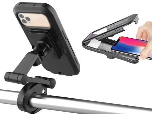 Držiak telefónu na bicykel pre váš telefón, vodotesný, uzamykateľný, otočný o 360 stupňov