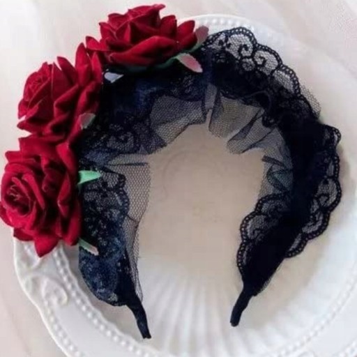 ČELENKA HALLOWEEN ROSE GOTH ČERVENÝ KARNEVAL strašidelný kostým