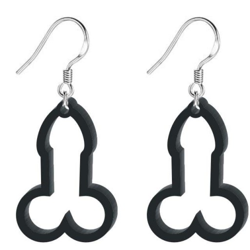 Náušnice PENIS čierny wacuś penis na rozlúčku so slobodou