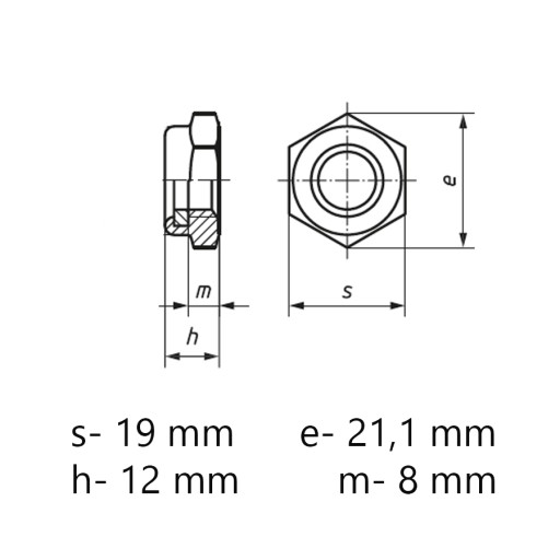 Matica z nehrdzavejúcej ocele A2 DIN 985 M12 - 10 kusov
