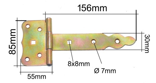 Stavebný pánt altánkových dverí, žltý, pozinkovaný, 150mm