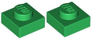 LEGO tanier 1x1 zelený (3024/302428) x2