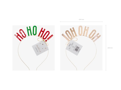 Čelenka HO HO HO, mix, 17,5x20cm