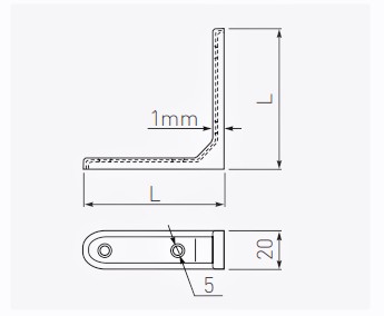 UHLOVÁ TYČ VYSTUŽENÁ PODPORKA NÁBYTKU 35x35x20mm