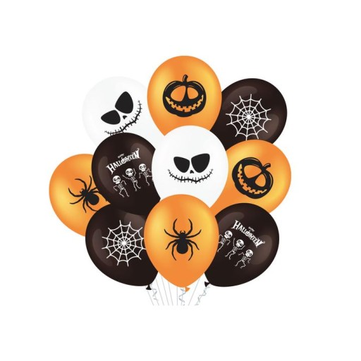 Halloweenske BALÓNKY Dekorácie Balóniky Tekvicové Pavúky - 10 ks