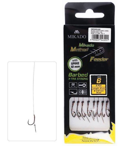 MF RIG - S IHLOU - ostnatý háčik č.4 / oplet: 0,16mm/10cm - balenie 8ks