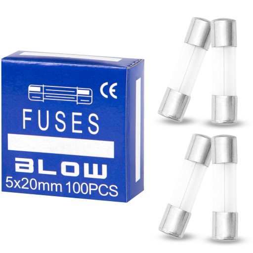100 KS RÝCHLA RÚROVÁ SKLENENÁ POISTKA 8A CE 5x20mm WTA