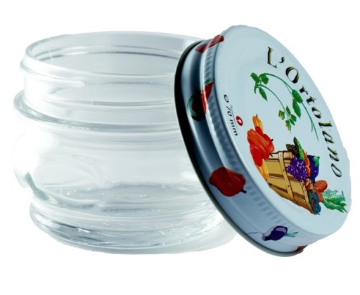 L'ORTOLANO Sklenená dóza s farebným viečkom, 156 ml