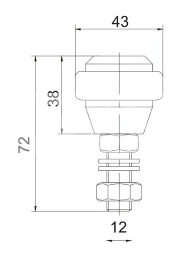 Vodiaci valček na bránu, priemer 43mm, s gumou