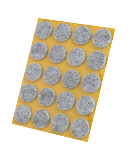 PLSTENÉ PODLOŽKY na stoličky, nábytok, stoly, ŠEDÁ samolepiaca fi 20mm plsť